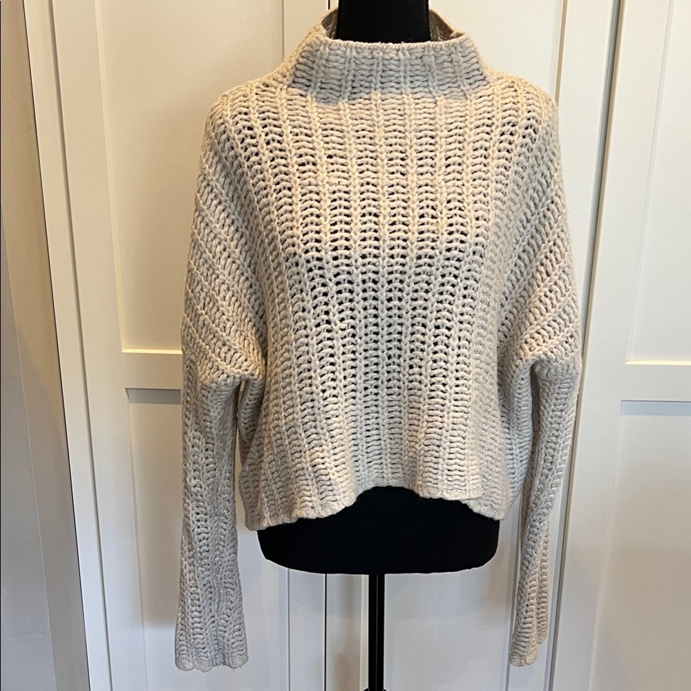 Aerie Cream Cowl Neck Sweater Size M